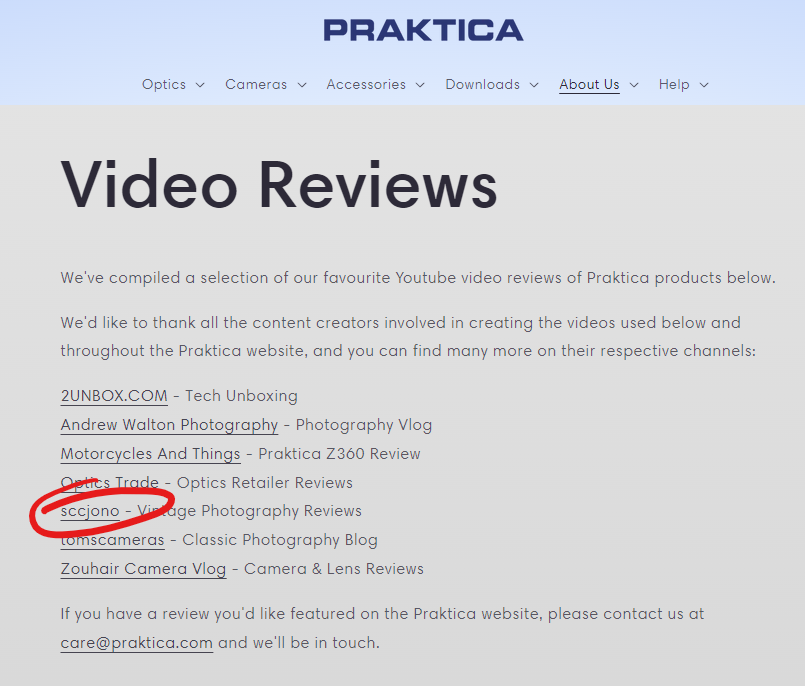 Featured on Praktica Website